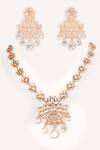 Shop_Zevar By Geeta_Gold Plated Stones, Pearls Kundan Studded Necklace With Earrings _at_Aza_Fashions