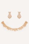 Buy_Zevar By Geeta_Gold Plated Stones, Crystals Studded Necklace Set _at_Aza_Fashions