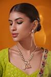 Shop_Zevar By Geeta_Multi Color Pearls, Stones Kundan Necklace With Earrings _Online_at_Aza_Fashions