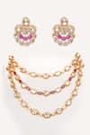 Shop_Zevar By Geeta_Gold Plated Stones Layered Embellished Necklace Set _at_Aza_Fashions