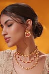 Zevar By Geeta_Gold Plated Stones Layered Embellished Necklace Set _at_Aza_Fashions
