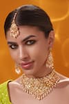 Buy_Zevar By Geeta_Gold Plated Pearls, Stones Kundan Necklace Set _at_Aza_Fashions