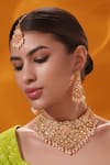 Buy_Zevar By Geeta_Gold Plated Pearls, Stones Kundan Necklace Set _Online_at_Aza_Fashions