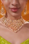 Buy_Zevar By Geeta_Gold Plated Pearls, Stones Kundan Necklace Set 
