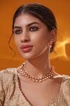 Buy_Zevar By Geeta_Gold Plated Crystals, Stones Red Embellished Necklace Set _at_Aza_Fashions