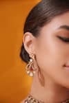 Zevar By Geeta_Gold Plated Stones Cutout And Teardrop Necklace Set _Online_at_Aza_Fashions