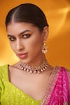 Shop_Zevar By Geeta_Gold Plated Stones Cutout And Teardrop Necklace Set _Online_at_Aza_Fashions