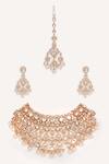 Shop_Zevar By Geeta_Gold Plated Stones, Pearls Kundan And Polki Embellished Bridal Necklace Set _at_Aza_Fashions
