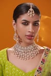 Buy_Zevar By Geeta_Gold Plated Stones, Pearls Kundan And Polki Embellished Bridal Necklace Set _at_Aza_Fashions