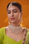 Buy_Zevar By Geeta_Gold Plated Stones, Pearls Kundan And Polki Embellished Bridal Necklace Set _Online_at_Aza_Fashions