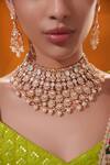 Shop_Zevar By Geeta_Gold Plated Stones, Pearls Kundan And Polki Embellished Bridal Necklace Set _Online_at_Aza_Fashions