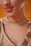 Zevar By Geeta_Gold Plated Gemstones, Crystals Green Stone Embellished Necklace Set _Online_at_Aza_Fashions