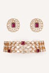 Shop_Zevar By Geeta_Gold Plated Stones Studded Choker Set _at_Aza_Fashions