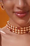 Shop_Zevar By Geeta_Gold Plated Stones Studded Choker Set _Online_at_Aza_Fashions