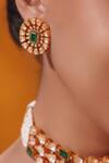 Zevar By Geeta_Gold Plated Stones Studded Choker With Earrings _Online_at_Aza_Fashions