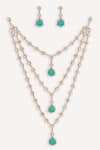 Shop_Zevar By Geeta_Gold Plated Stones Long Layered Necklace Set _at_Aza_Fashions
