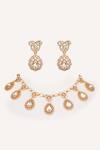 Buy_Zevar By Geeta_Gold Plated Stones Teardrop Necklace With Earrings _at_Aza_Fashions