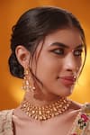 Shop_Zevar By Geeta_Gold Plated Stones Studded Necklace With Earrings _Online_at_Aza_Fashions