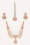 Buy_Zevar By Geeta_Gold Plated Stones Studded Pendant Necklace Set _at_Aza_Fashions