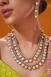 Buy_Zevar By Geeta_Gold Plated Stones, Pearls Long Necklace With Embellished Earrings _Online_at_Aza_Fashions