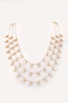 Buy_Zevar By Geeta_White Teardrop Layered Necklace Set _at_Aza_Fashions