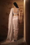 Shop_Vana Ethnics_Beige Tissue Stones, Zari, The Motikundan Border Embroidered Saree With Blouse _at_Aza_Fashions