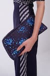 Buy_Siddhant Agrawal_Navy Beads, Embroidery, Sequins Lunar Moss Clutch _at_Aza_Fashions