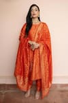 Buy_Safaa_Orange Vegan Silk Zari Round Neck Nazar-e-gulzar Anarkali Set 