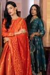 Safaa_Orange Vegan Silk Zari Round Neck Nazar-e-gulzar Anarkali Set _Online