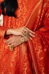 Buy_Safaa_Orange Vegan Silk Zari Round Neck Nazar-e-gulzar Anarkali Set _Online