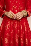 Buy_Safaa_Red Vegan Silk Zari, Gota Patti Round Neck Phoolon Ki Khilkhil Anarkali Set _Online_at_Aza_Fashions