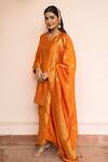 Buy_Safaa_Mustard Vegan Silk Zari, Embroidery Split Choti Si Kahaani Phiran Kurta Set _at_Aza_Fashions