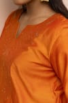 Safaa_Mustard Vegan Silk Zari, Embroidery Split Choti Si Kahaani Phiran Kurta Set _at_Aza_Fashions