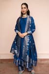 Buy_Safaa_Blue Vegan Silk Zari Round Neck Purani Mehfil Anarkali Set _at_Aza_Fashions