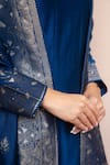 Safaa_Blue Vegan Silk Zari Round Neck Purani Mehfil Anarkali Set _at_Aza_Fashions