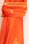 Buy_Safaa_Orange Vegan Silk Zari, Embroidery Split V-neck Hansi Kurta Pant Set _Online_at_Aza_Fashions