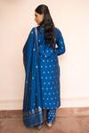 Shop_Safaa_Blue Vegan Silk Zari Round Neck Baithak E Kahaani Kurta Set _at_Aza_Fashions