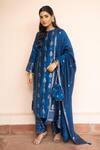 Buy_Safaa_Blue Vegan Silk Zari Round Neck Baithak E Kahaani Kurta Set _at_Aza_Fashions