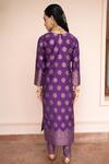 Shop_Safaa_Purple Vegan Silk Zari, Gota Patti, Embroidery Carrom E Baithak Kurta And Pant Set _at_Aza_Fashions