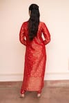 Shop_Safaa_Red Vegan Silk Zari, Embroidery Round Neck Kangan Ki Khankhar Kurta Set _at_Aza_Fashions