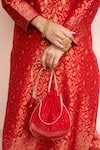 Shop_Safaa_Red Vegan Silk Zari, Embroidery Round Neck Kangan Ki Khankhar Kurta Set _Online_at_Aza_Fashions