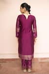 Shop_Safaa_Magenta Vegan Silk Zari, Embroidery Round Neck Jhilmil Baraat Kurta Set _at_Aza_Fashions