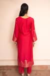 Shop_Safaa_Fuchsia Vegan Silk Zari, Gota Patti, Embroidery Split Muskaan E Gulzar Kurta Set _at_Aza_Fashions