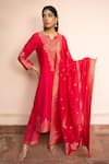 Safaa_Fuchsia Vegan Silk Zari, Gota Patti, Embroidery Split Muskaan E Gulzar Kurta Set _Online_at_Aza_Fashions