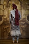Nitika Gujral_Gray Chanderi Silk, Silk, Cotton Embroidery, Sequins, Zari And Sherwani Set _Online_at_Aza_Fashions