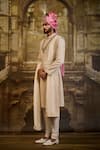 Buy_Nitika Gujral_Ivory Silk, Cotton Embroidery Raw Sherwani Set _Online_at_Aza_Fashions