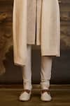 Buy_Nitika Gujral_Ivory Silk, Cotton Embroidery Raw Sherwani Set _Online_at_Aza_Fashions