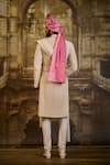 Nitika Gujral_Ivory Silk, Cotton Embroidery Raw Sherwani Set _Online_at_Aza_Fashions
