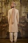 Nitika Gujral_Beige Cotton, Silk Embroidery Raw Sherwani And Kurta Set _Online_at_Aza_Fashions