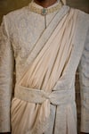 Buy_Nitika Gujral_Sky Blue Silk Embroidery Raw Sherwani Set _Online_at_Aza_Fashions